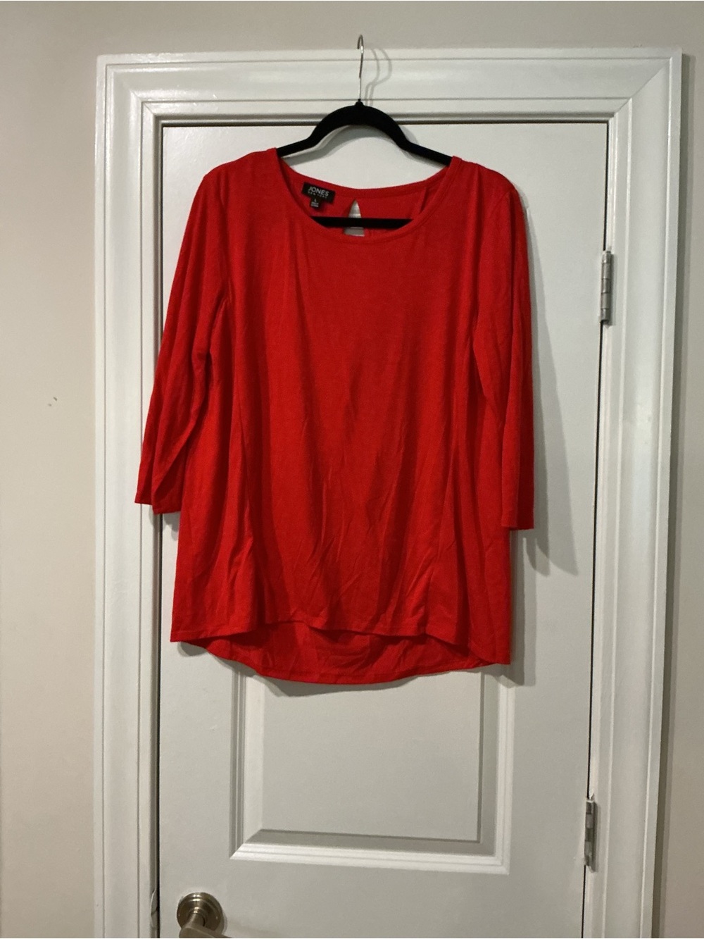 Jones New York Bright Red Scoop Neck 3/4 Sleeve Top